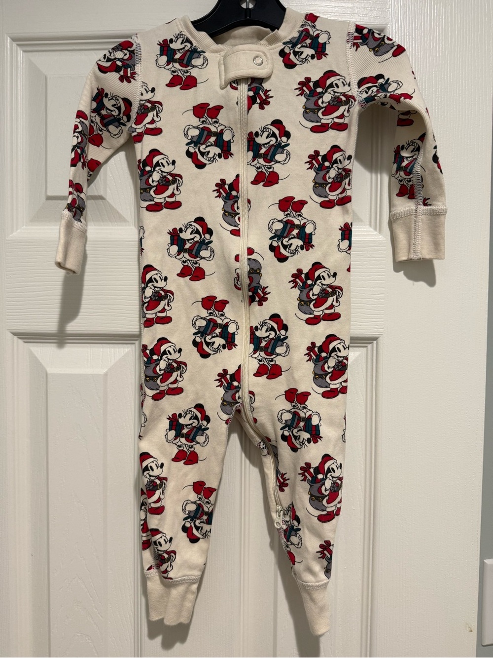 Hanna Andersson Holiday Mickey Print Kids One-Piece pajamas